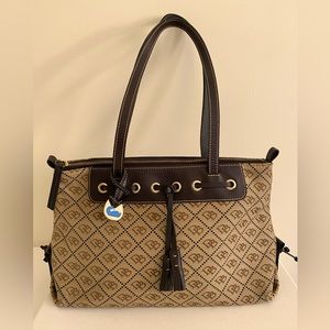 Dooney & Bourne classic Initial Brown and Tan hand bag / shoulder bag